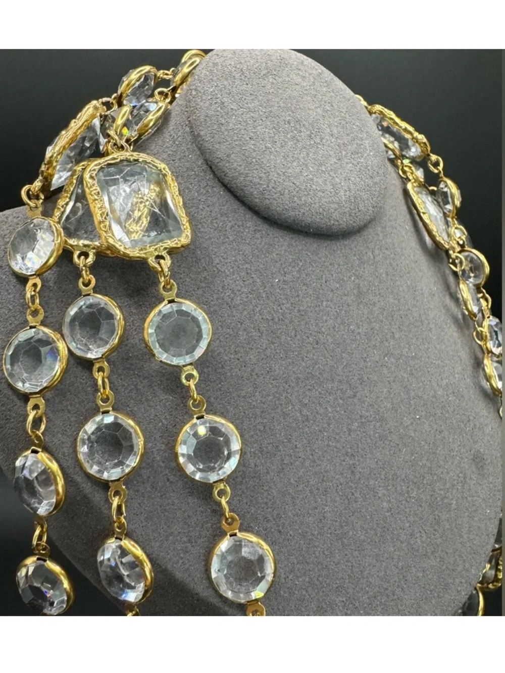 Chanel 24K Gold Plated 1981 Vintage Chicklet Long Opera Necklace, Collectors